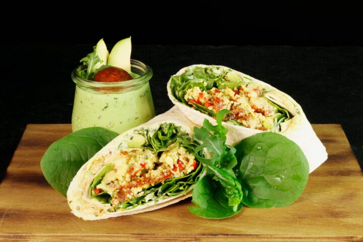 Couscous wrap with avocado cream